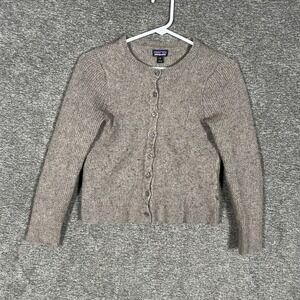 Patagonia Recycled Cashmere Cardigan Sweater Women Medium FITS SMALL Gray Button